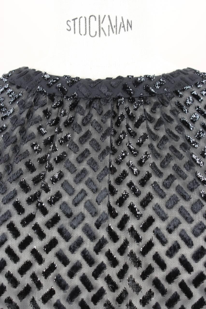 Nina Ricci Haute Boutique Paris Black Sheer Devoré Silk Blend Blouse, 1970s  For Sale 1