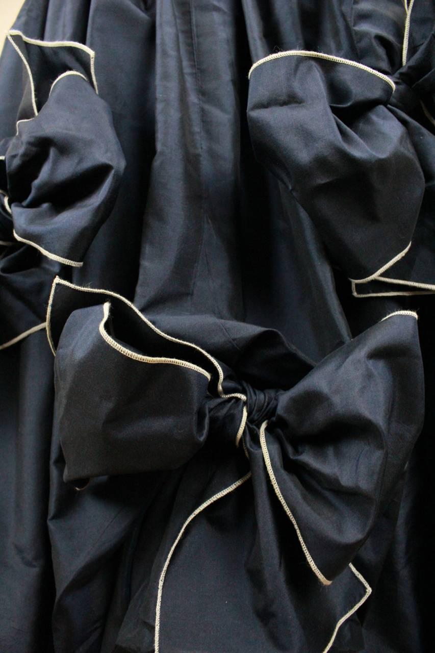 Louis Féraud Navy Silk Cocktail Dress With Bubble Skirt And Bow Detailing, 1980s For Sale 1