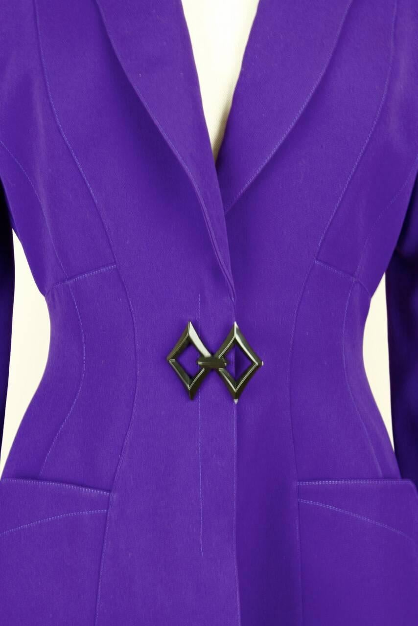 Thierry Mugler Paris 1980s Vibrant Purple Wool Fitted Jacket Blazer 2