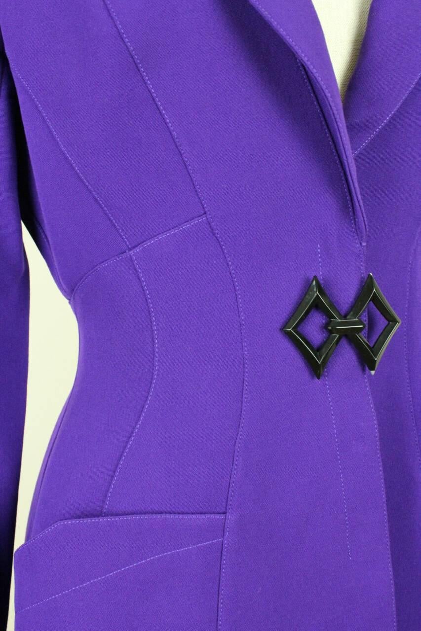 Thierry Mugler Paris 1980s Vibrant Purple Wool Fitted Jacket Blazer 1
