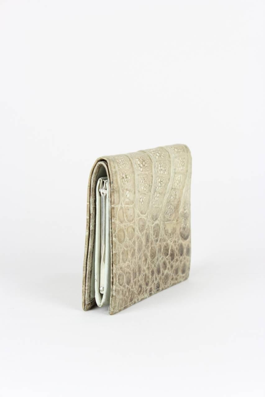 Women's or Men's 1960s Beige Alligator Print Leather Purse (Matching Clutch or Wallet Available)