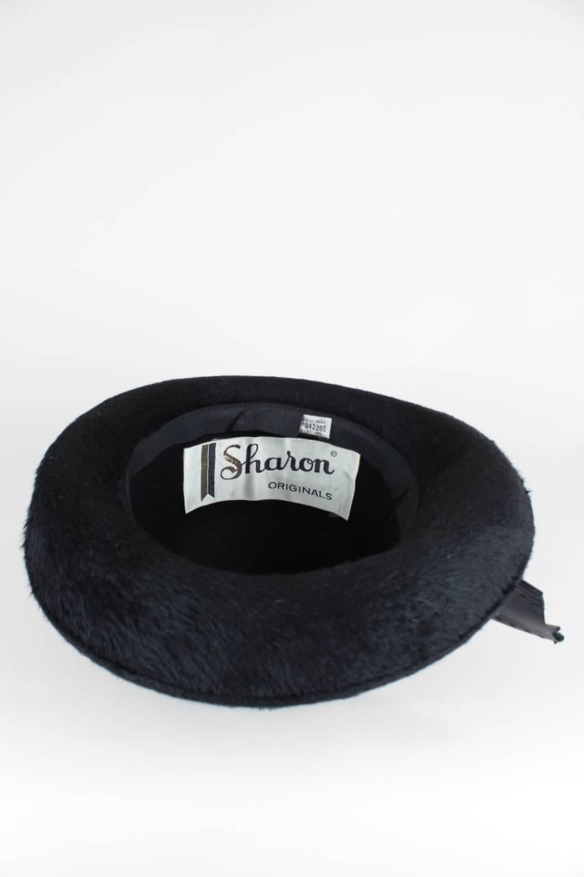 Sharon Originals 1960er Union Made Schwarz Hare Pelz Bowler Stil Hut im Angebot 1