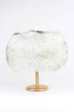 Turkistukku 1970s Luxurious Finnish White Arctic Fox Fur Hat With Brown Top