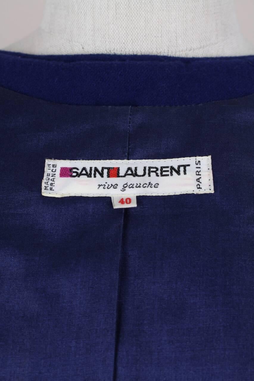 Yves Saint Laurent YSL Appliquéd Royal Blue Wool Bolero Jacket Blazer, 1978  5