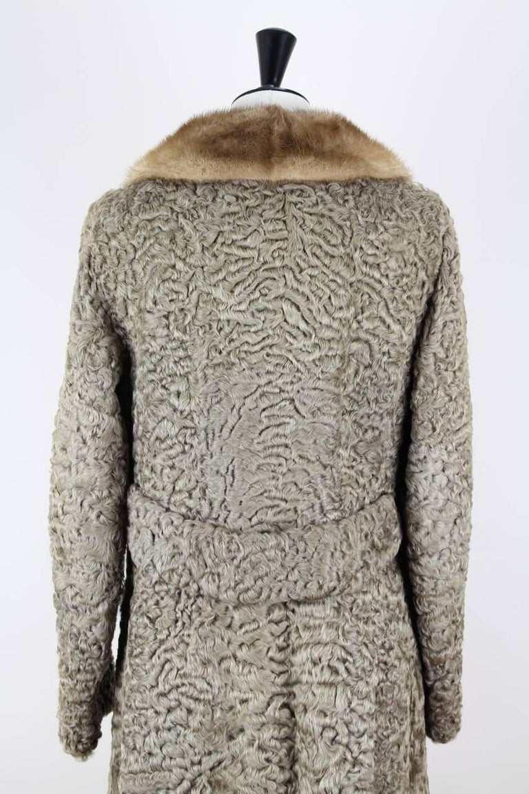 1960s Taupe Persian Lamb Astrakhan Fur Coat With Brown Mink Fur Collar And  Hem at 1stDibs | 1960s astrakhan coat