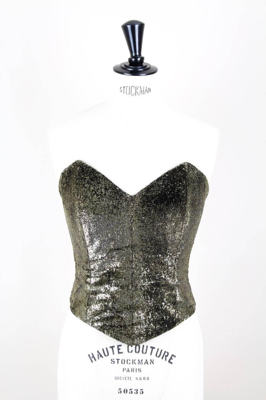 Custom-Made Metallic Gold und Schwarz Lurex Samt Bustier Mantel Abend Ensemble im Zustand „Hervorragend“ im Angebot in Munich, DE