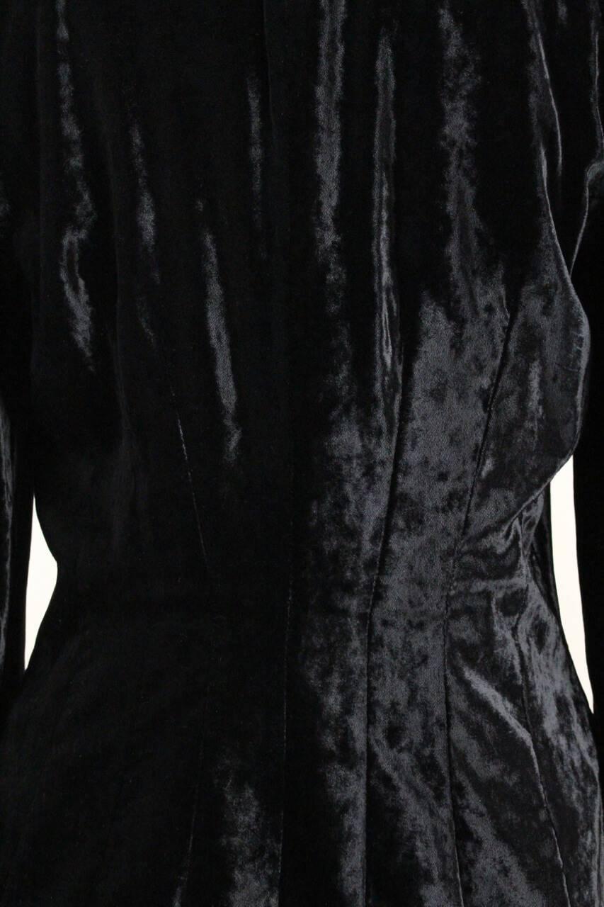 Women's Escada Black Crushed Velvet Jacket Blazer with Passementerie Border, 1980s  For Sale