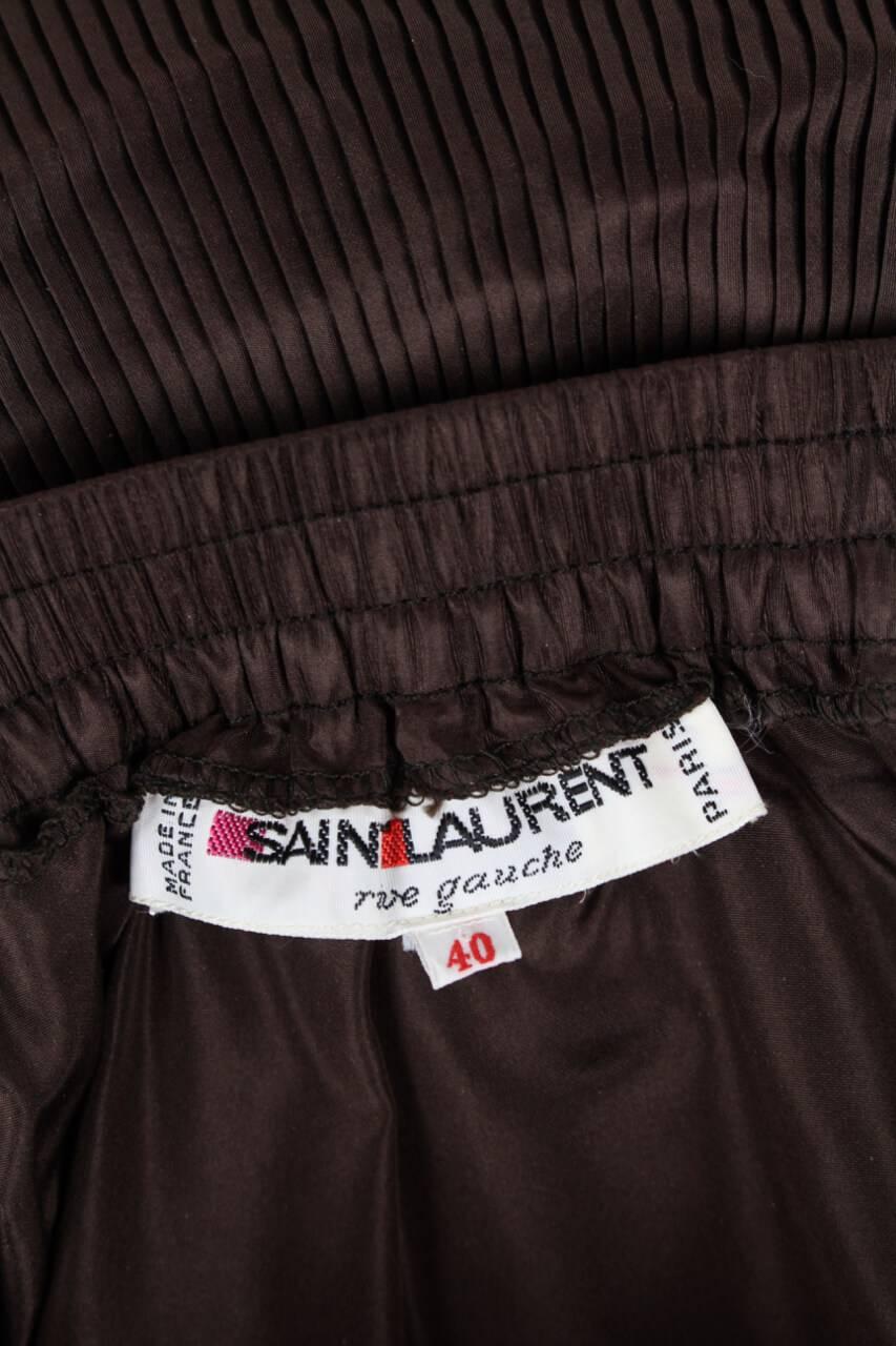 Yves Saint Laurent YSL Colour Block Pleated Tiered Silk Skirt With Sash, 1980s  3