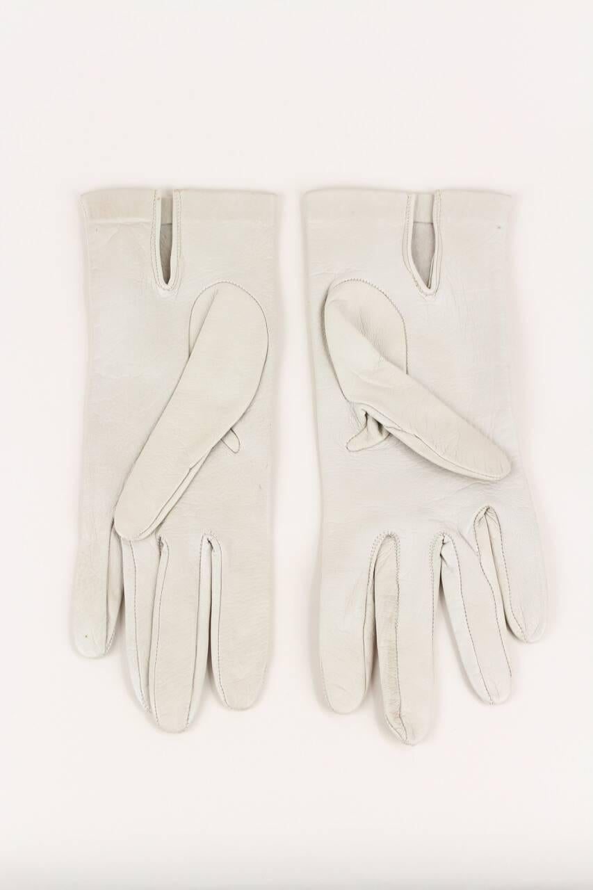 off white leather gloves