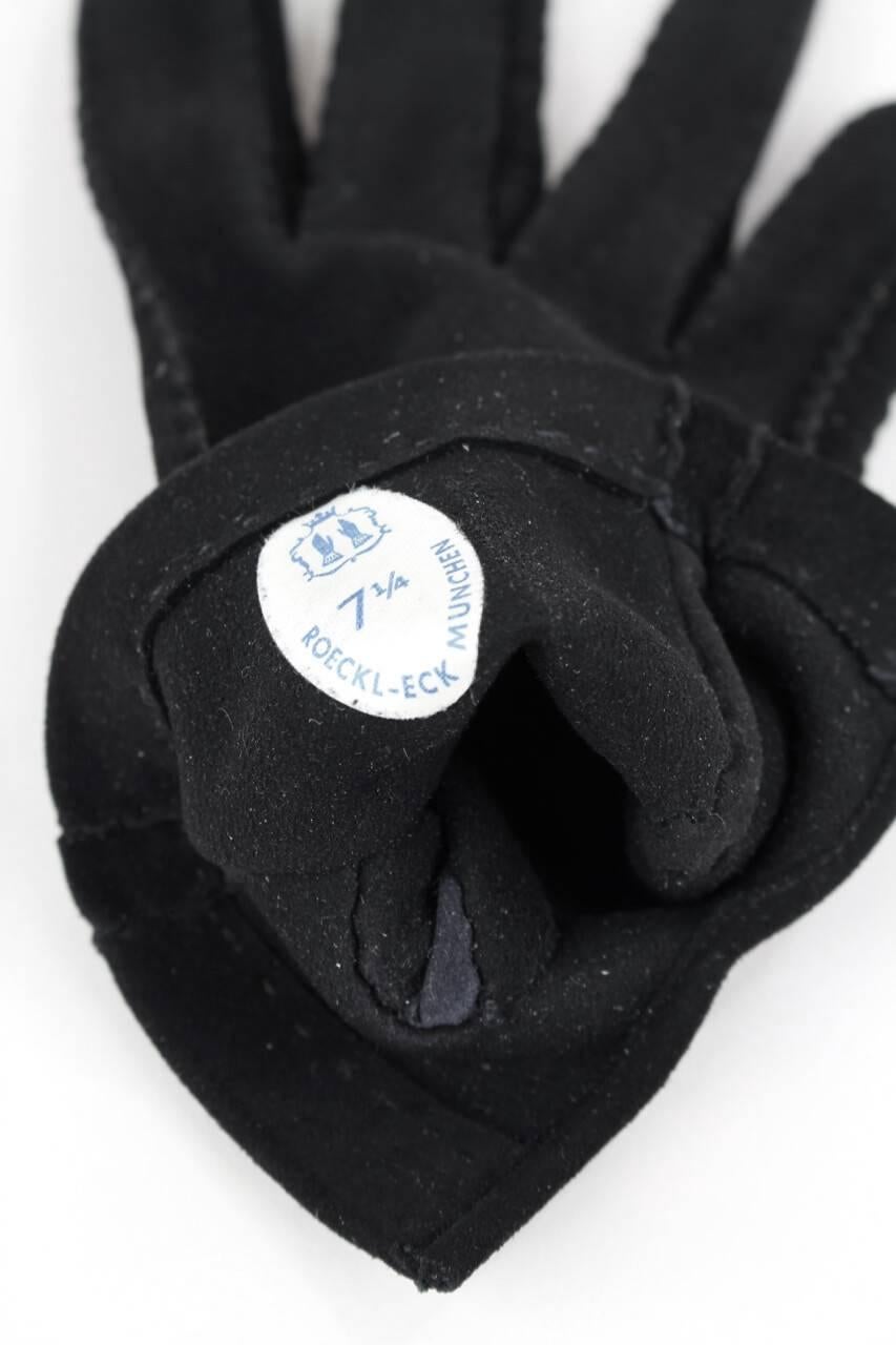 Roeckl München Schwarze ungetragene Vintage Wildlederhandschuhe  im Angebot 1