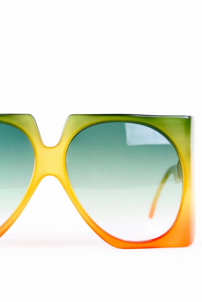 Women's or Men's Christian Dior D03 Gradient Green Yellow Orange Oversized Sunglasses, 1970s