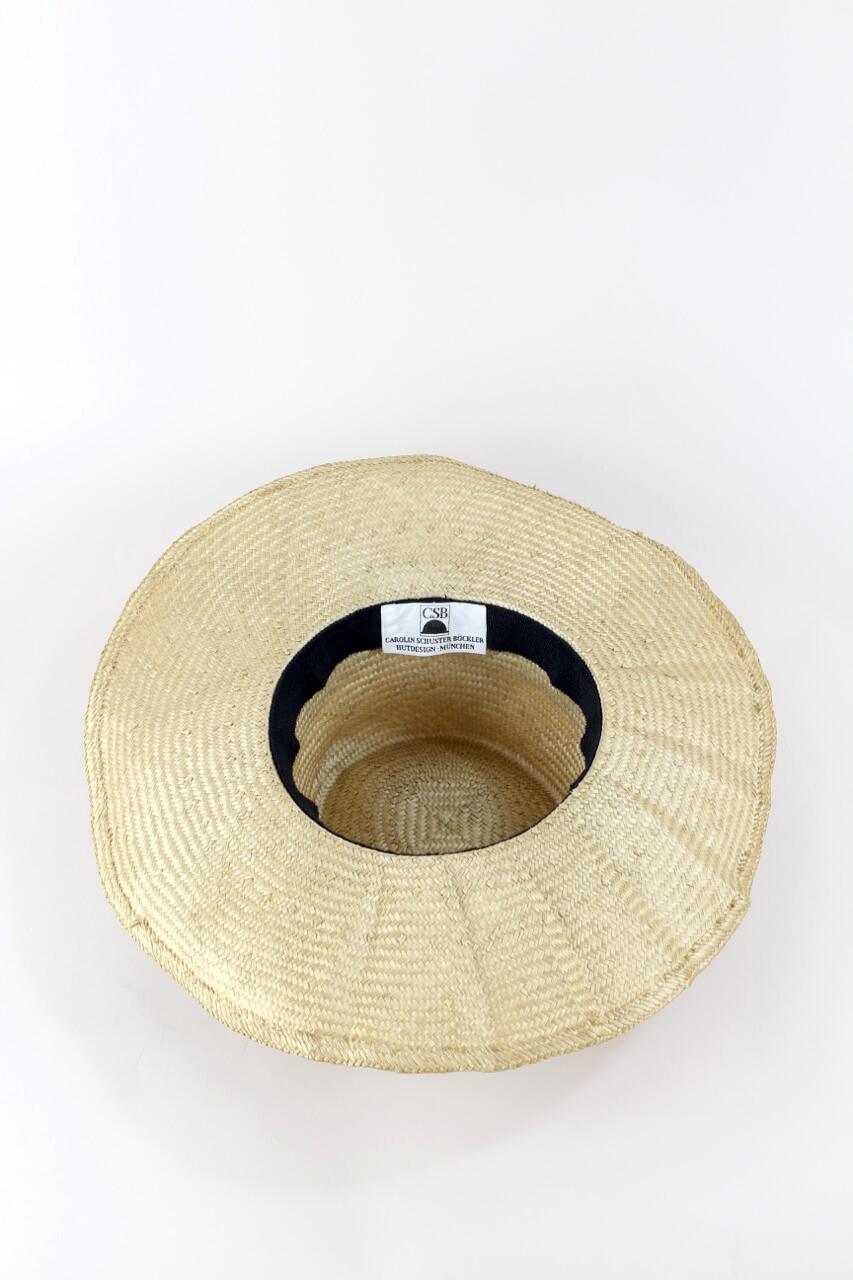 Women's or Men's Carolin Schuster-Böckler Woven Natural Straw Hat With Pleated Wide Brim, 1990s