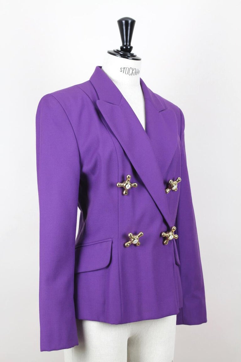 A/W 1991 Moschino Cheap and Chic Purple Wool Faucet Handle Jacket at ...