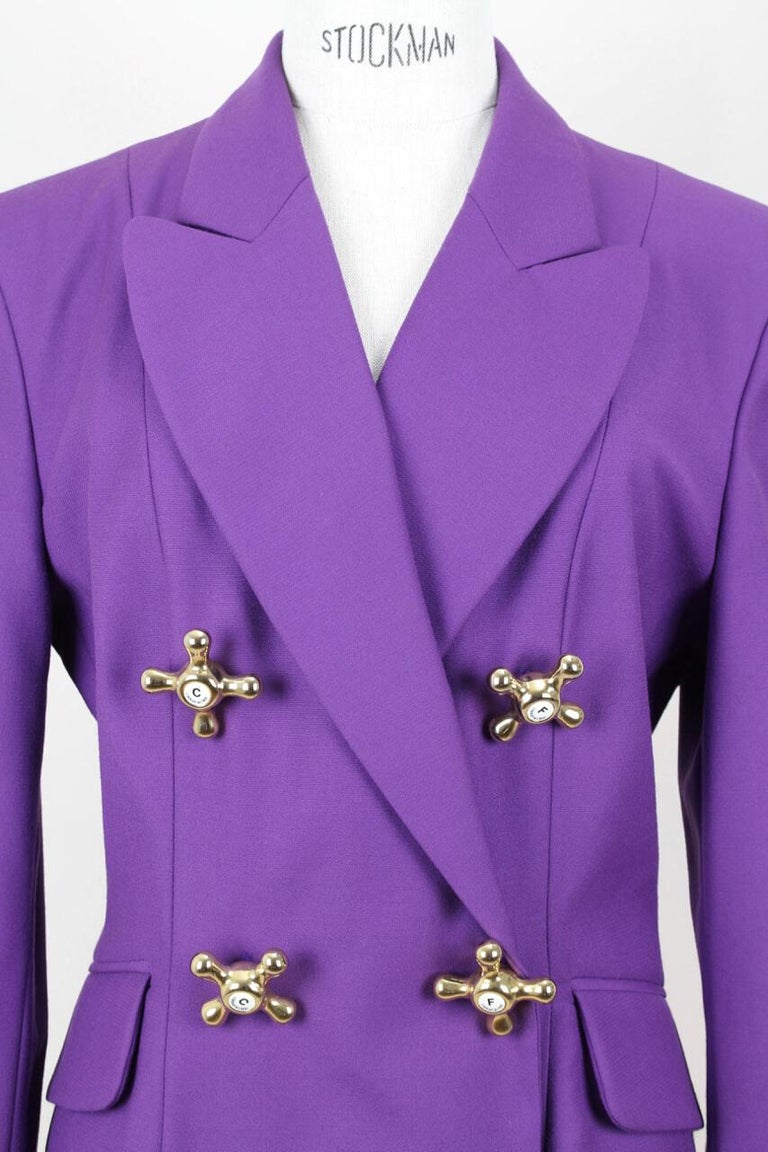 A/W 1991 Moschino Cheap and Chic Purple Wool Faucet Handle Jacket at ...