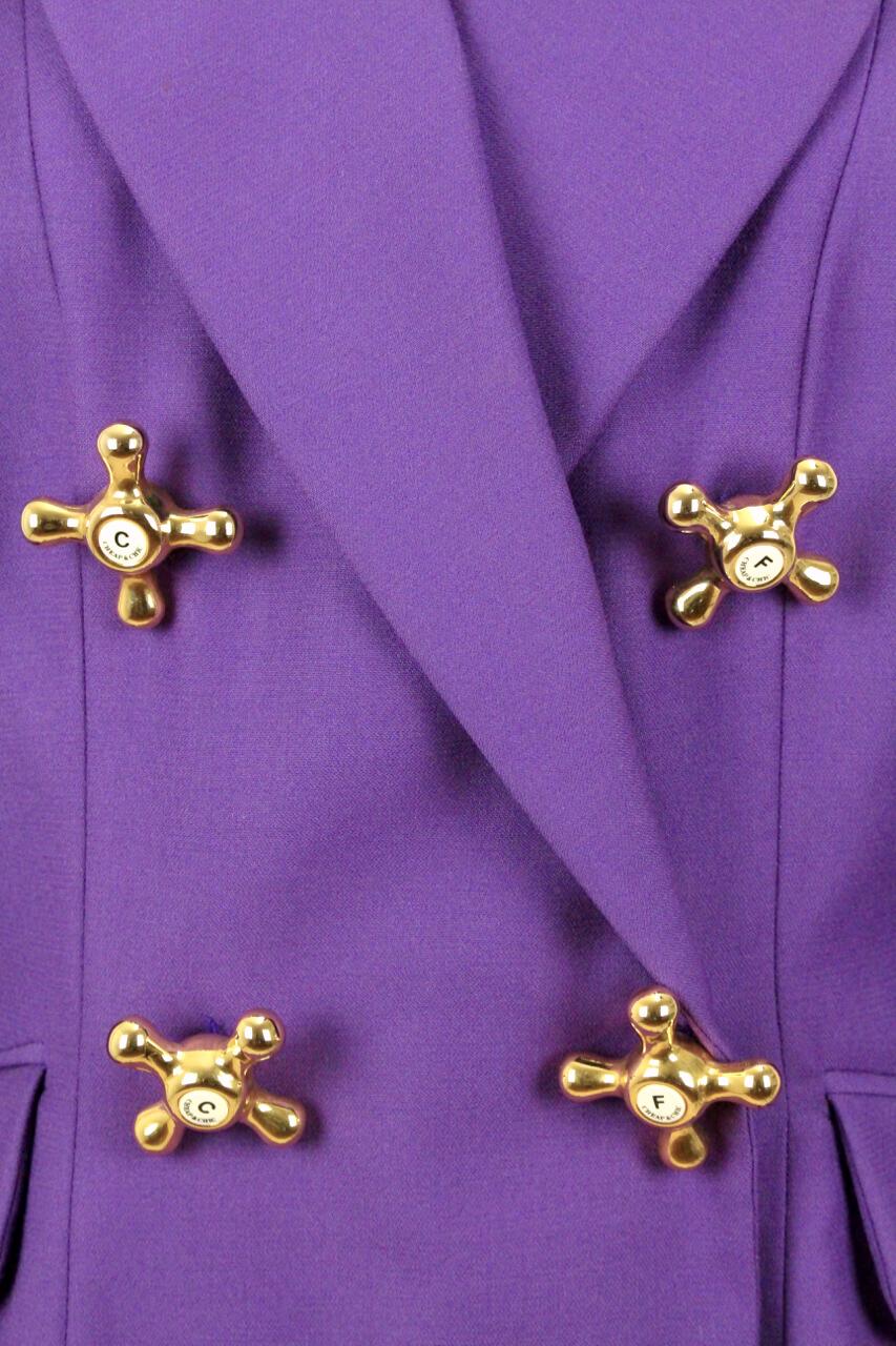 Women's A/W 1991 Moschino Cheap & Chic Purple Wool Faucet Handle Jacket