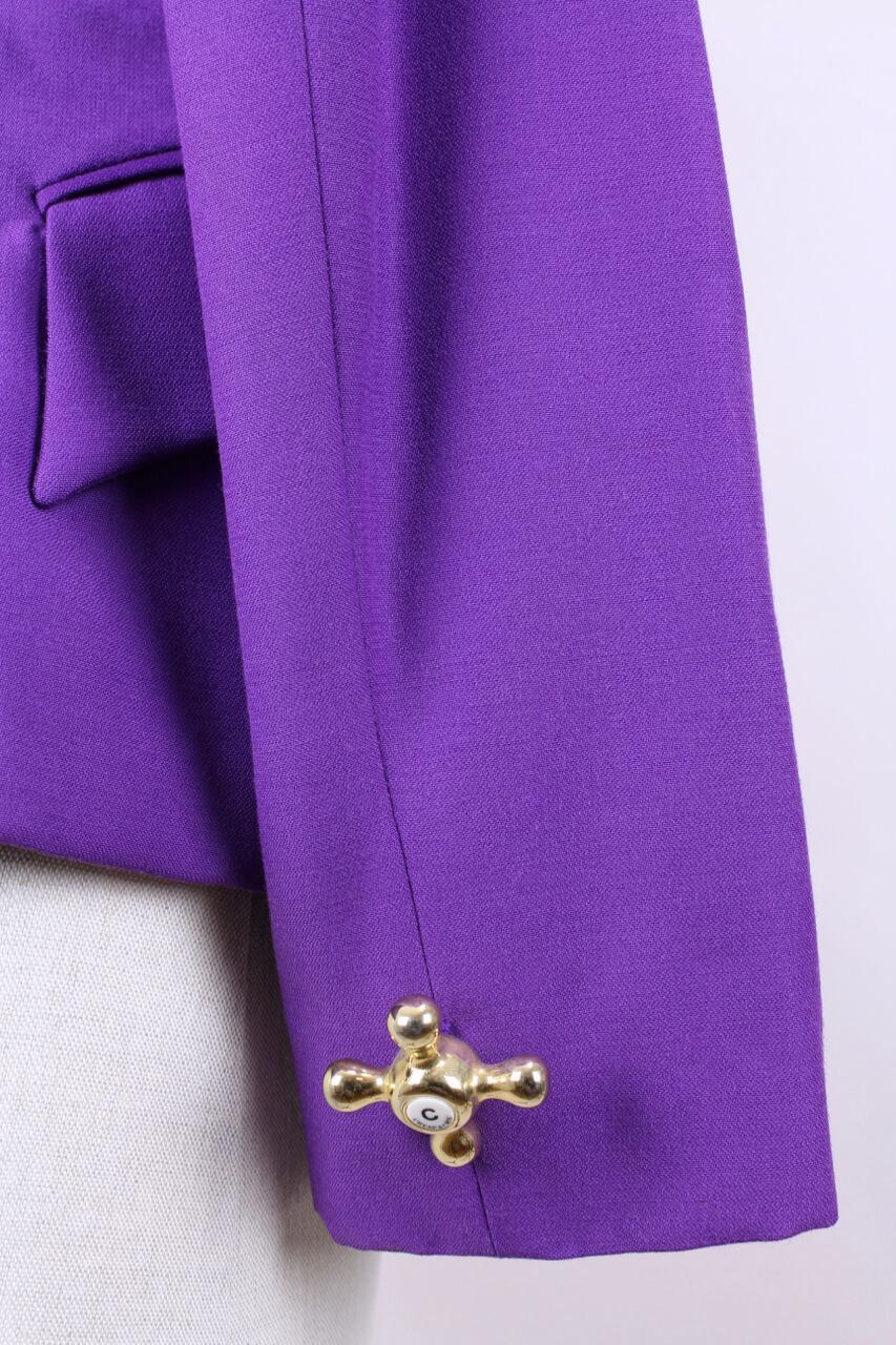 A/W 1991 Moschino Cheap & Chic Purple Wool Faucet Handle Jacket 1
