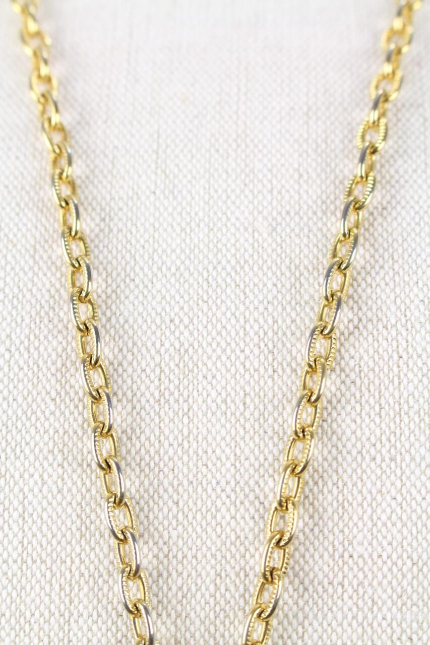 Crown TRIFARI Gold-Plated Large Double Pendant Teardrop Necklace, 1960s ...