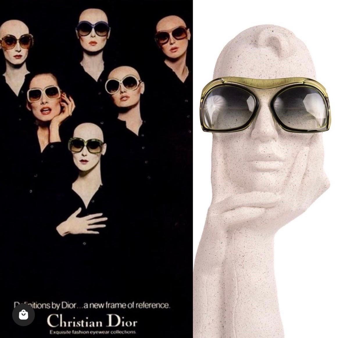1980s Christian Dior Ad Campaign Model 2043 Oversized Green Sunglasses 6