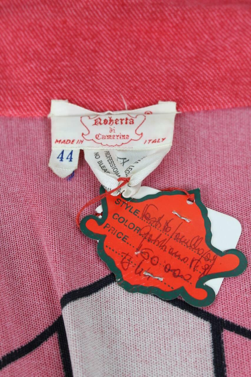 1970s Roberta di Camerino “Gabbiano“ Pink Trompe l'Oeil Print Belted Dress For Sale 1