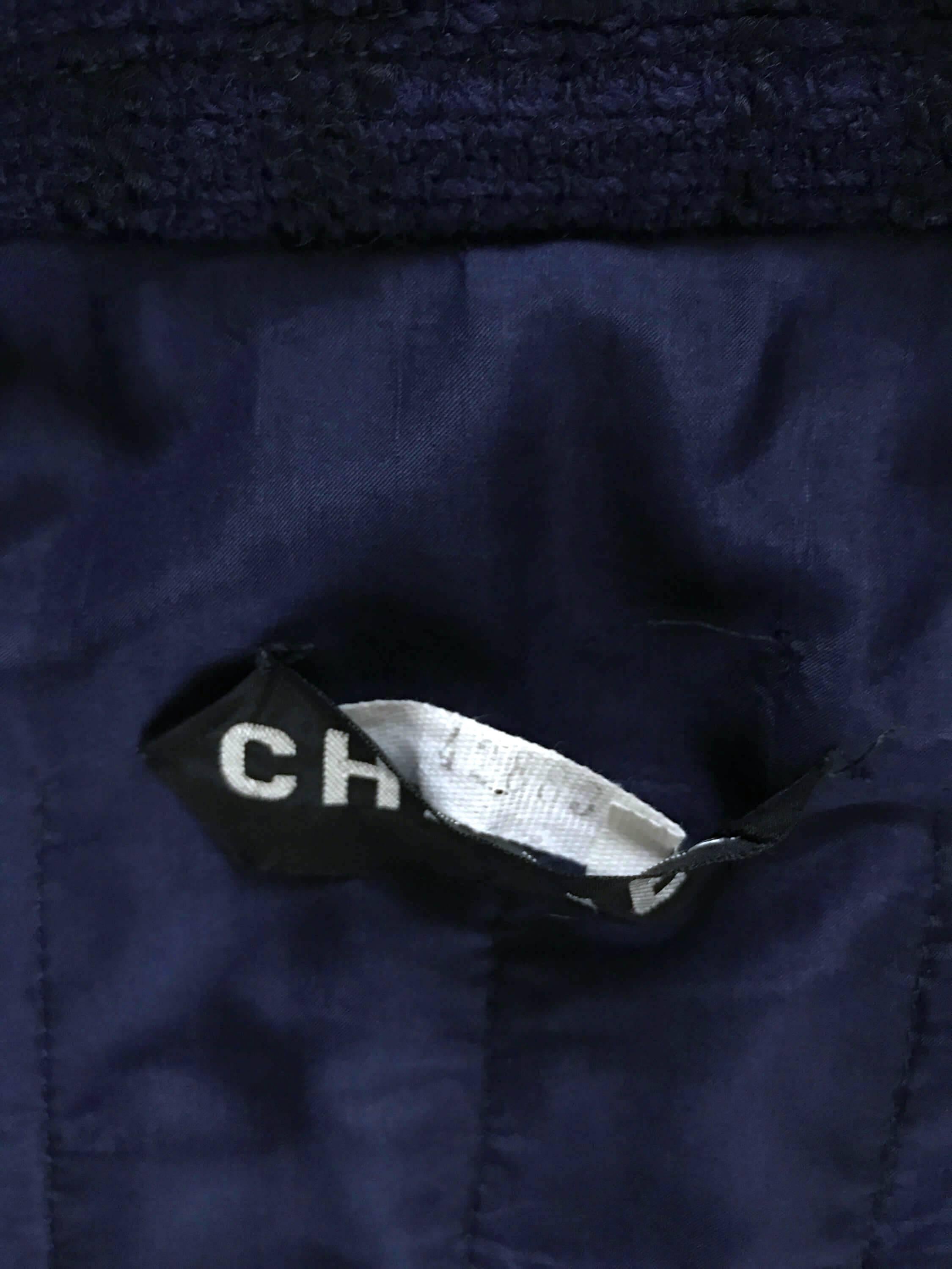 CHANEL Haute Couture Gentian Blue and Black Bouclé Jacket & Skirt Suit, A/W 1971 2
