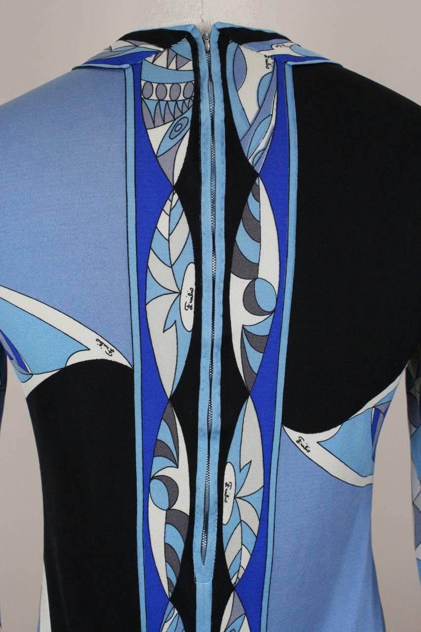 Emilio Pucci 1960s Blue Shades Abstract Print Silk Jersey Top 2