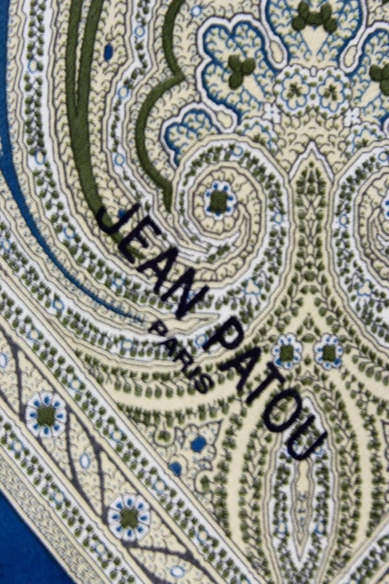 Foulard En Soie Jean Patou Vintage - Motif Géométrique Multicolore - Occasion Bon état