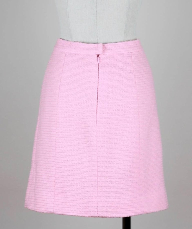 Chanel Pink Bouclé Wool A-Line Skirt, Spring / Summer 1989 at 1stDibs
