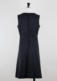 Woolf Brothers 1960s Wool Little Black Cocktail Dress With Bow & Rhinestones