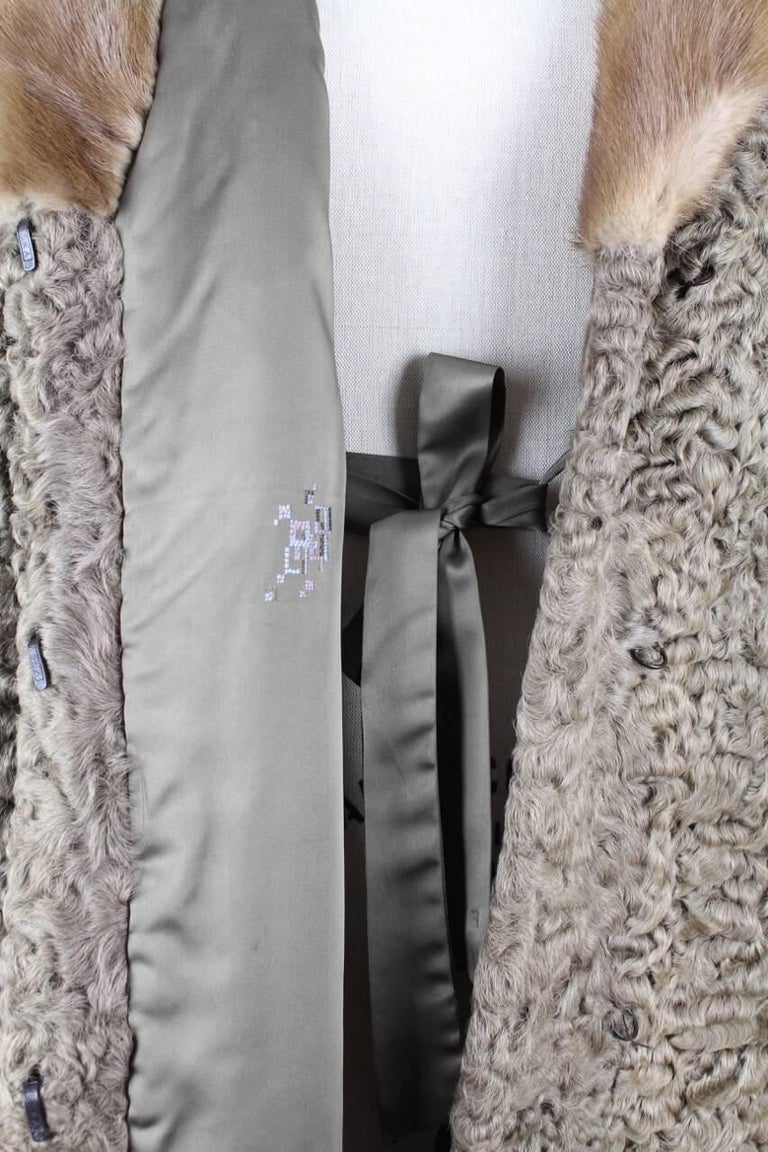 1960s Taupe Persian Lamb Astrakhan Fur Coat With Brown Mink Fur Collar ...