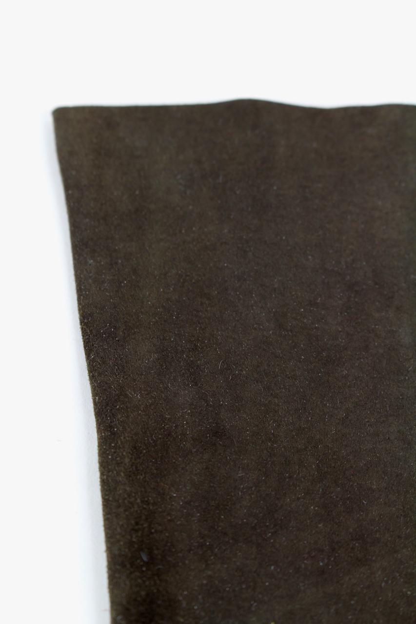 Black Dark Chocolate Brown Mid-Length Suede Gloves, 1960s 
