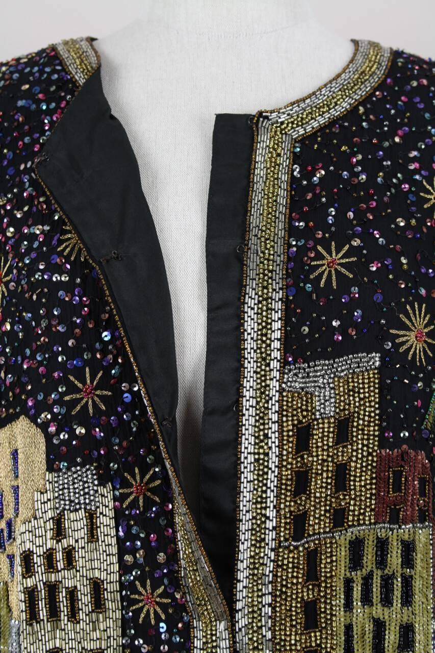 Laurence Kazar The Arabian Nights Sequined And Beaded Silk Evening Jacket, 1980s 1