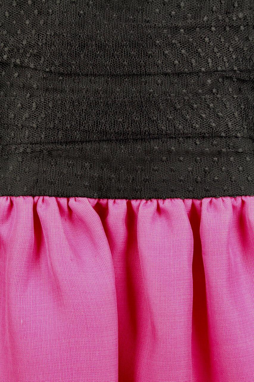 Women's Spring/Summer 1987 Yves Saint Laurent Runway Black and Pink Strapless Dress