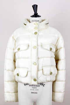 A/W 1988-89 Moschino Cheap & Chic Off-White Laurel Design Padded Jacket