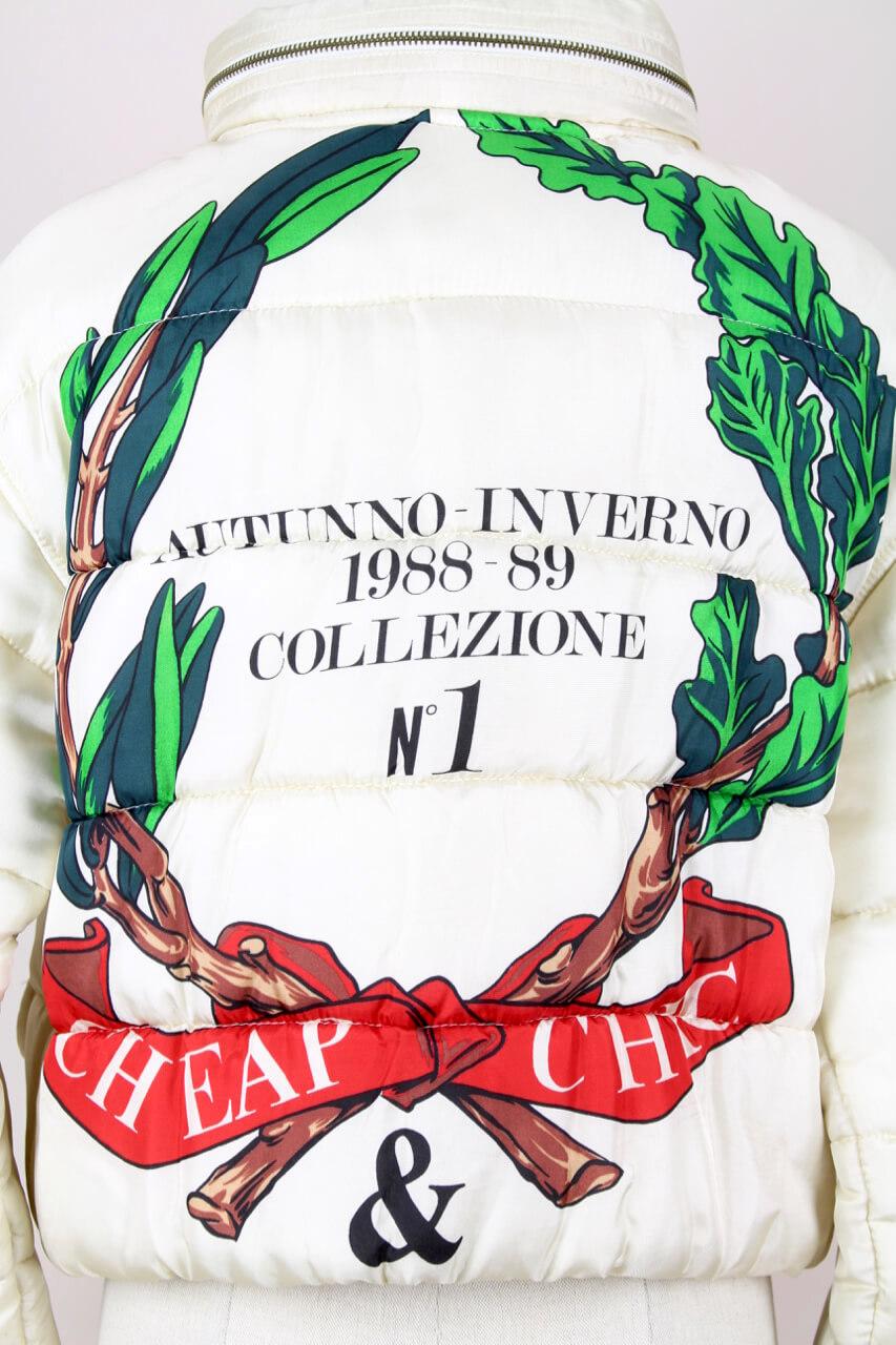 A/W 1988-89 Moschino Cheap & Chic Off-White Lorbeer Design gepolsterte Jacke im Angebot 1