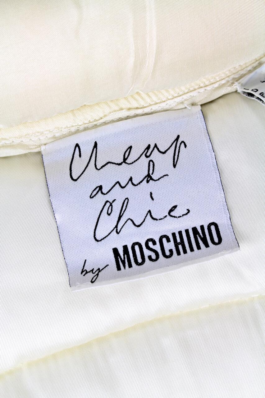 A/W 1988-89 Moschino Cheap & Chic Off-White Laurel Design Padded Jacket For Sale 3