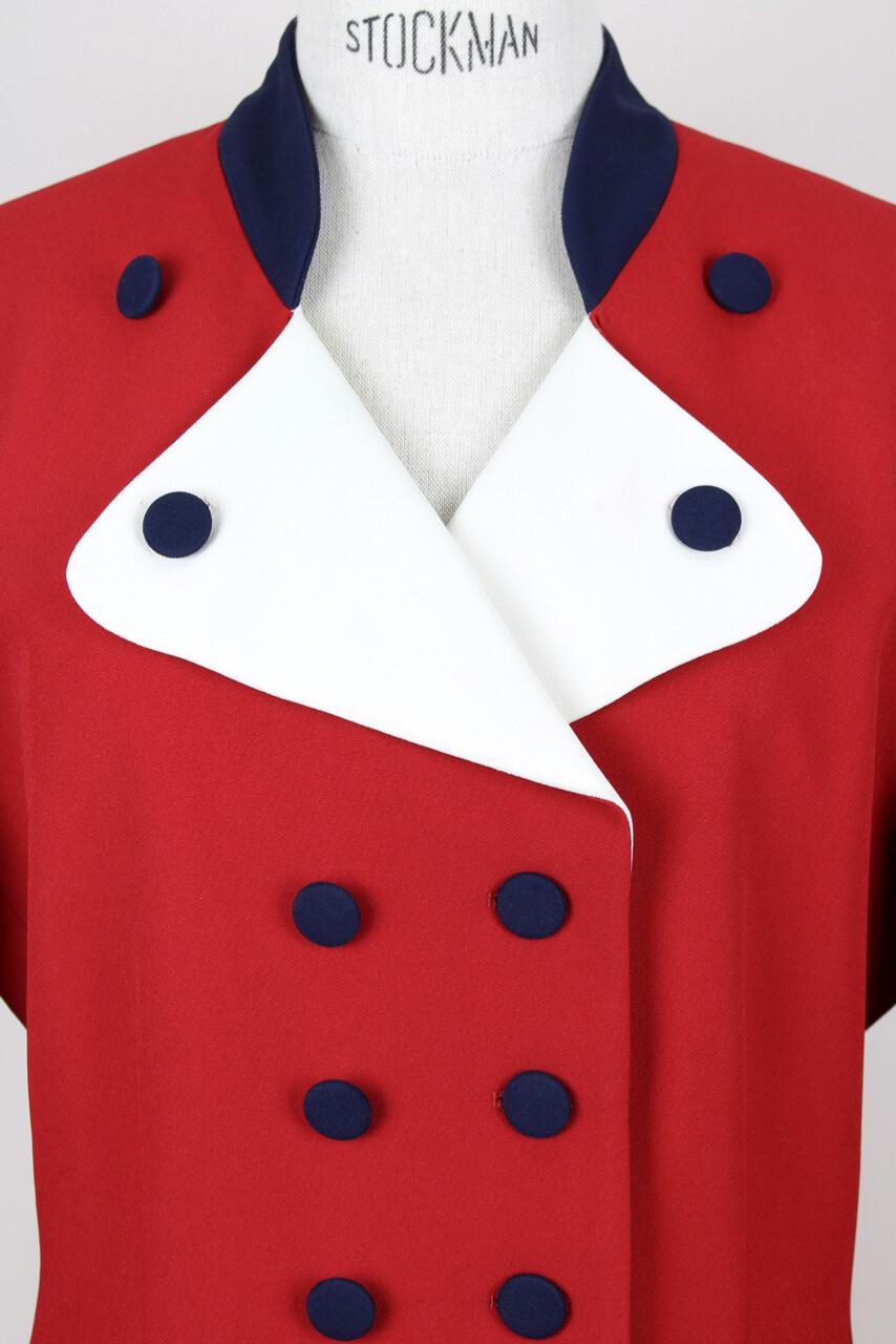 1990s Moschino Cheap & Chic Red Blue & White Military or Riding Style Blazer 2