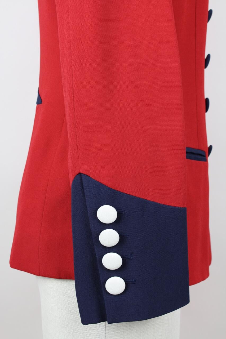 1990s Moschino Cheap & Chic Red Blue & White Military or Riding Style Blazer 3