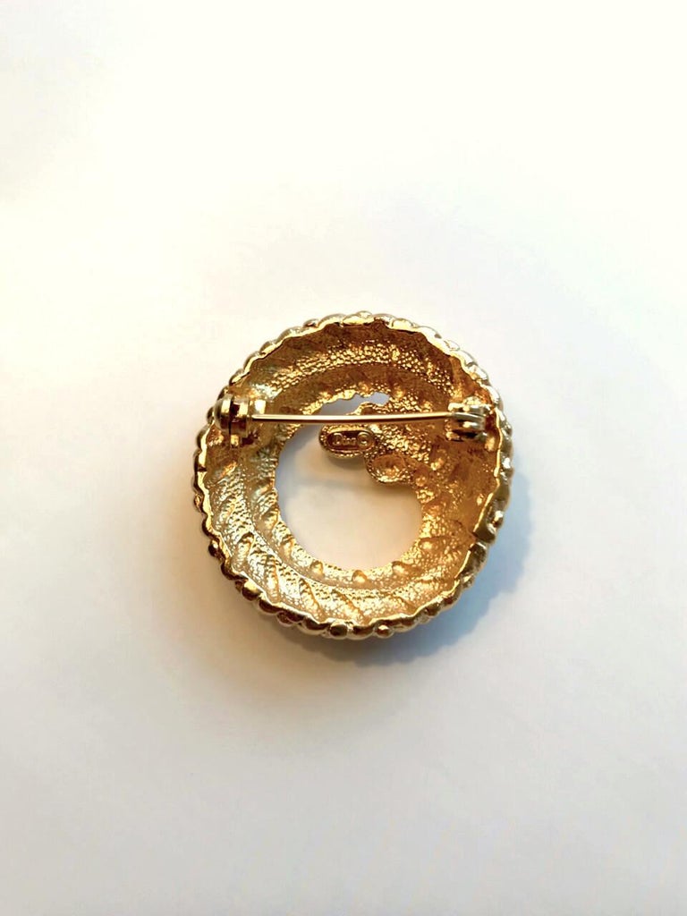 Christian Dior Signed Gold Toned Coiled Rope Textured Brooch, circa ...
