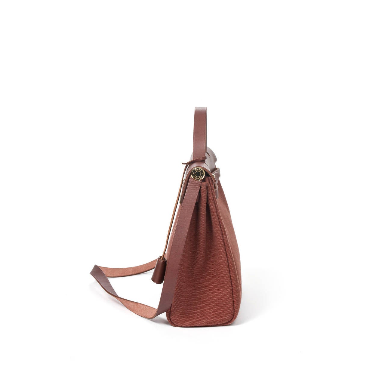 Women's or Men's Famous Hermès Herbag in brown canvas and leather For Sale