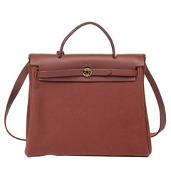 Famous Hermès Herbag in brown canvas and leather