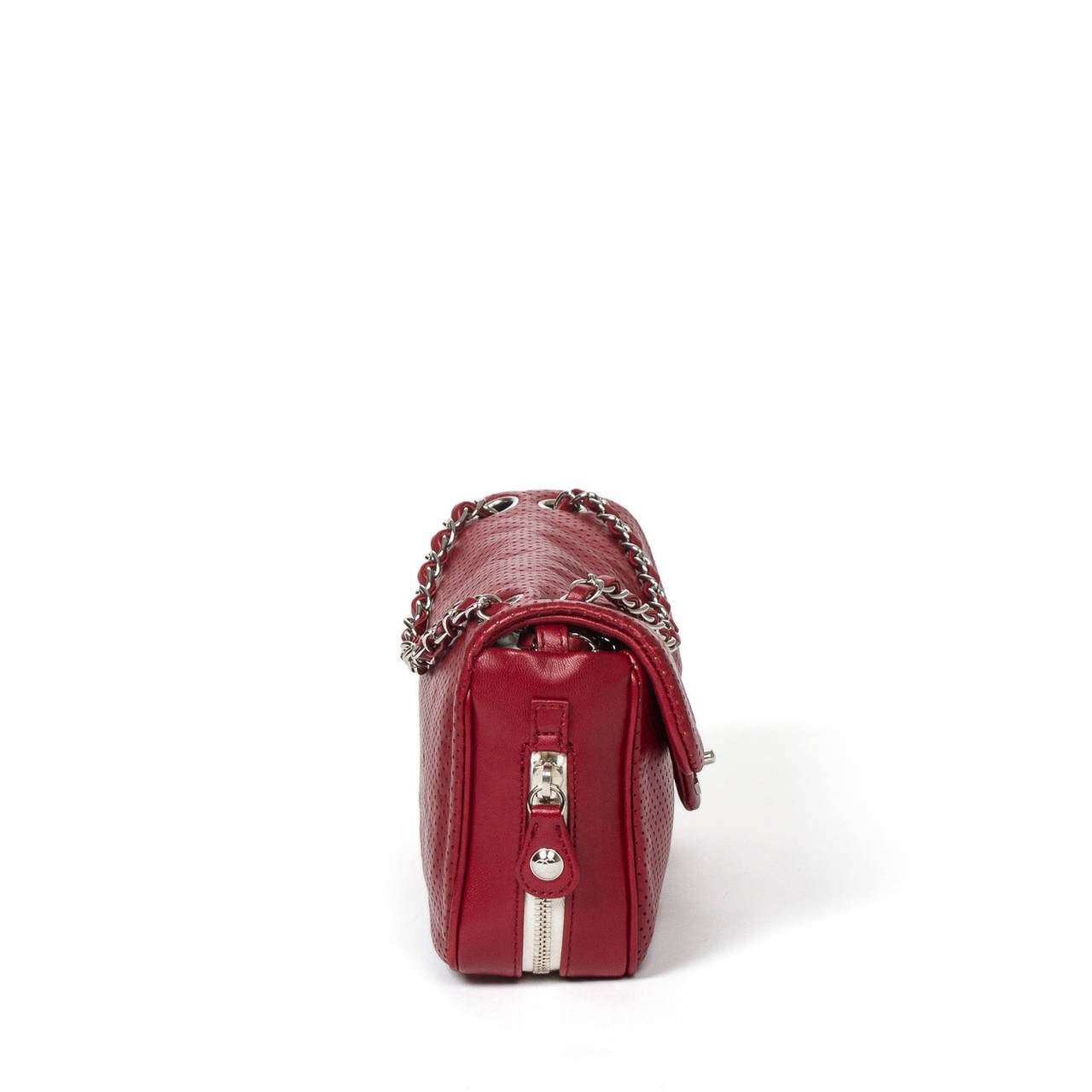 Women's Chanel Limited Edition Burgundy Perforated Extendable Flap Bag For Sale