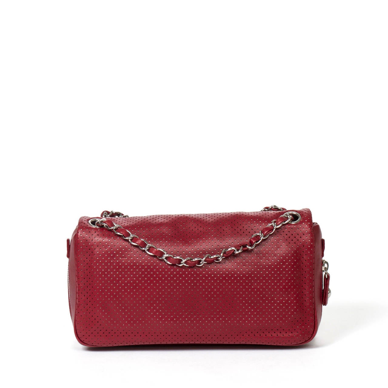 Chanel Limited Edition Burgundy Perforated Extendable Flap Bag For Sale 1