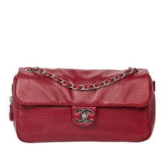 Chanel Limited Edition Burgundy Perforated Extendable Flap Bag