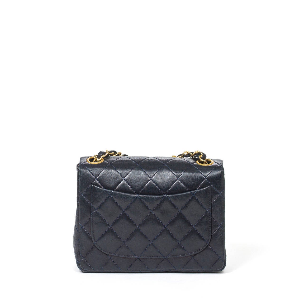 Mini Classic Flap Navy Leather For Sale 1