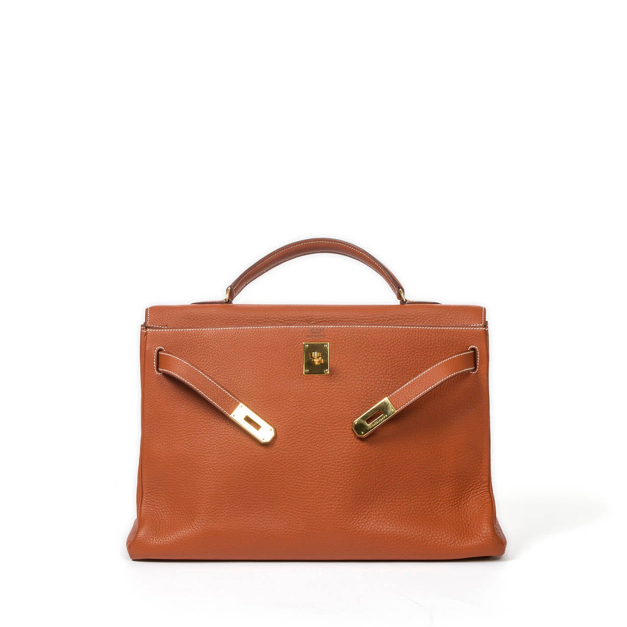 Hermès Kelly 40 Marron Buffalo Leather For Sale 2