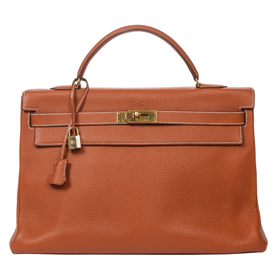 Hermès Kelly 40 Marron Buffalo Leather For Sale