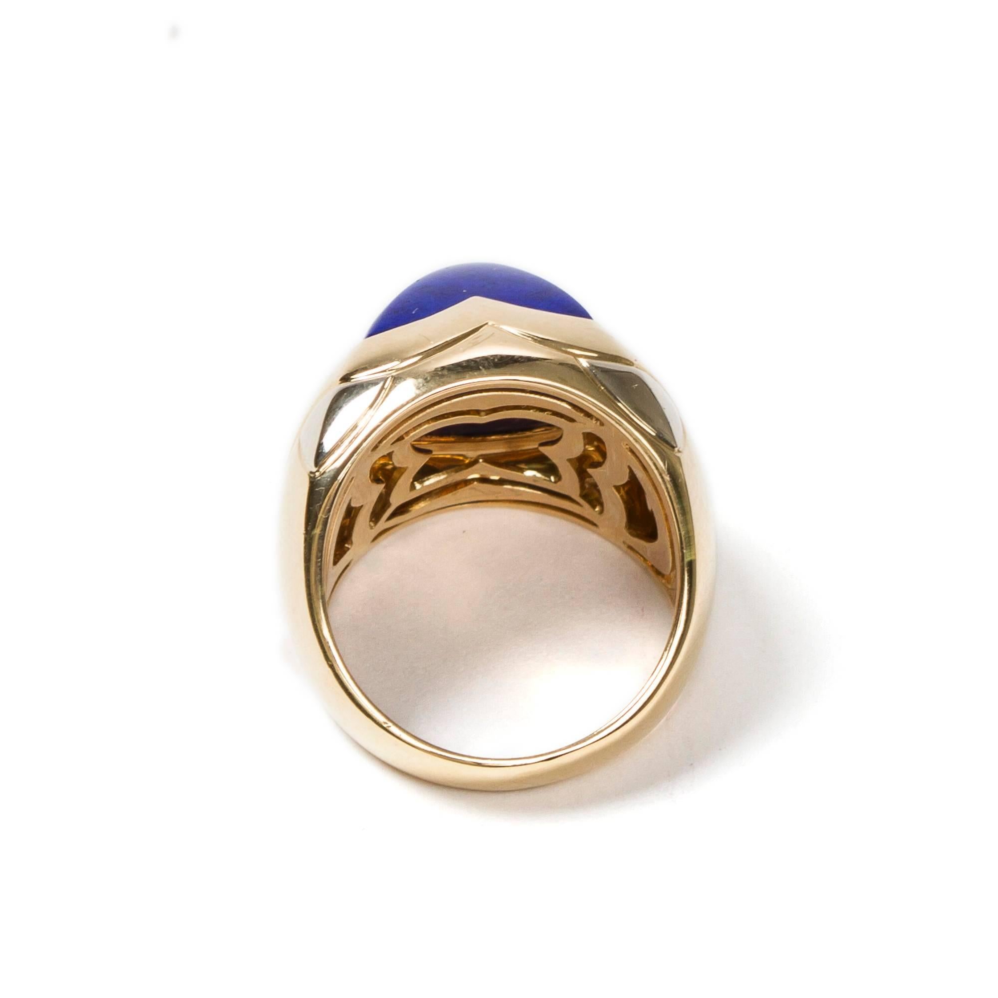 Women's Pyramid Lapiz Lazuli Yellow Gold Ring