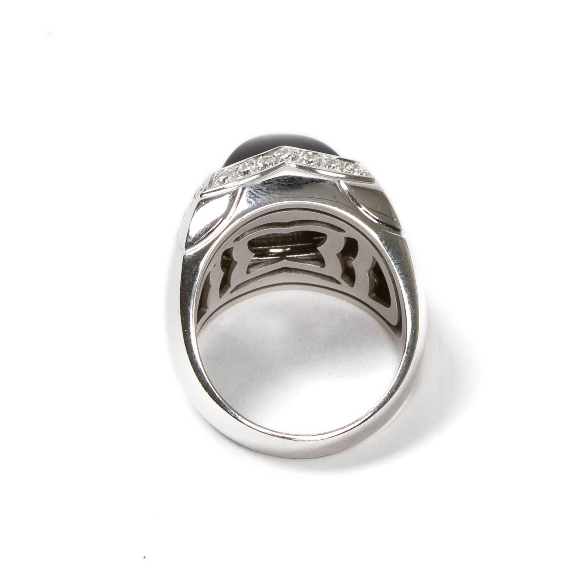 Women's Pyramid Onyx White Gold Diamond Ring