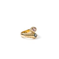 Spinel  Blue Topaz Yellow Gold Ring