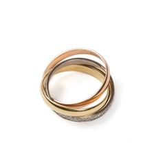 Cartier Trinity Pave Diamond Three Color Gold Ring